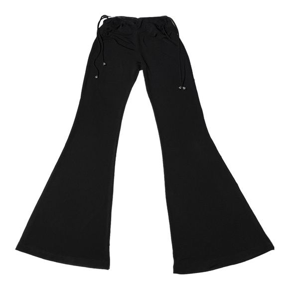 Unique y2k vintage black lvl x flared Bell Bottom stretchy pants Mesh Band - Picture 1 of 10